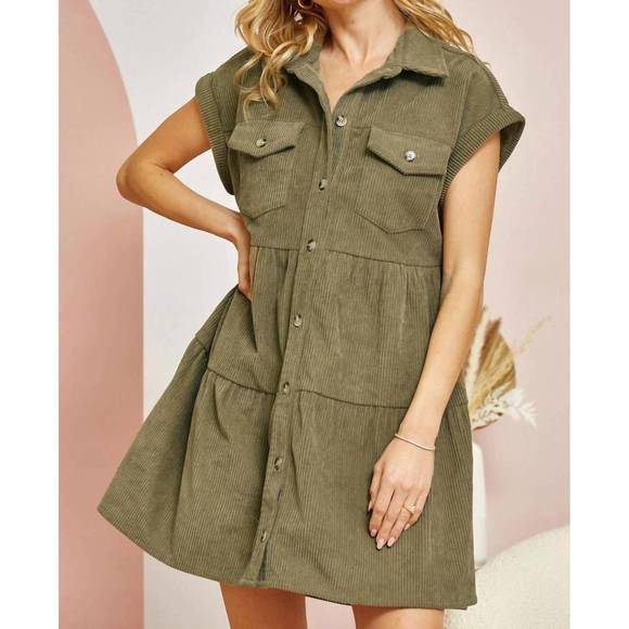 ANDREE BY UNIT | Dresses | New Andree By Unit Corduroy Button Up Dress ...